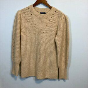 Biltmore Womens Small Oatmeal Ribbed Sweater Pullover Crewneck Retro Cozy Knit
